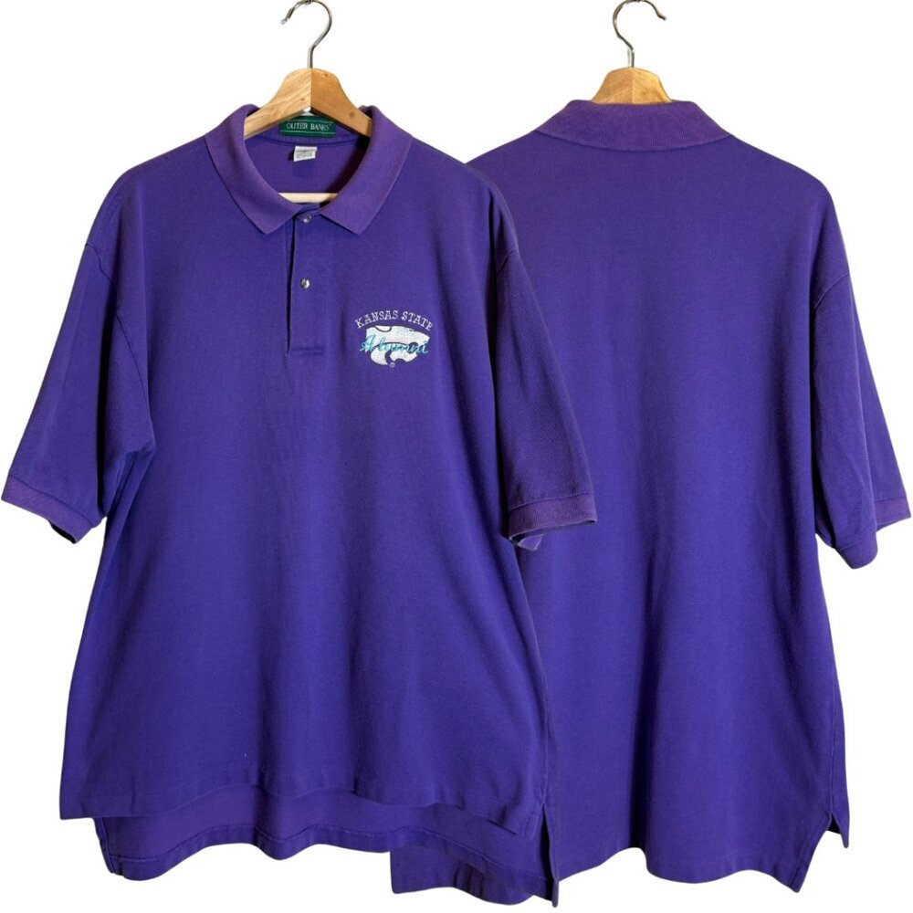 Vintage Kansas State K-State Alumni Polo Shirt Men's XL Purple Wildcats EMAW